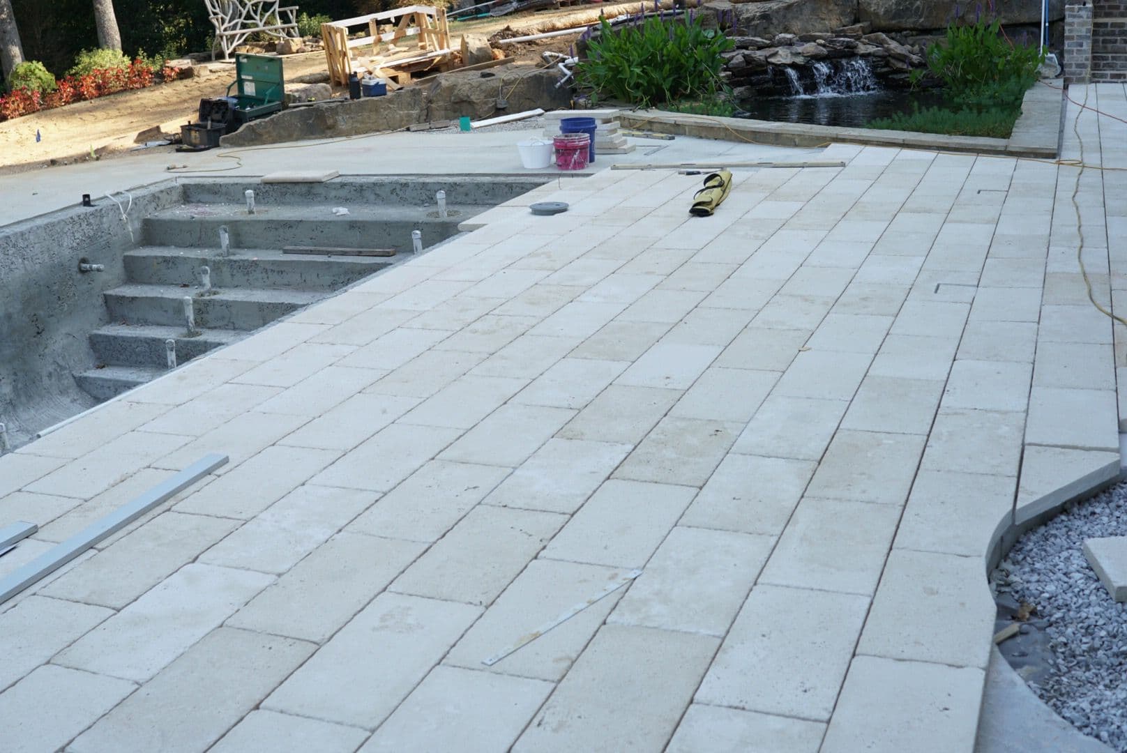 Travertine Tile Pool Enhancement in Fayetteville