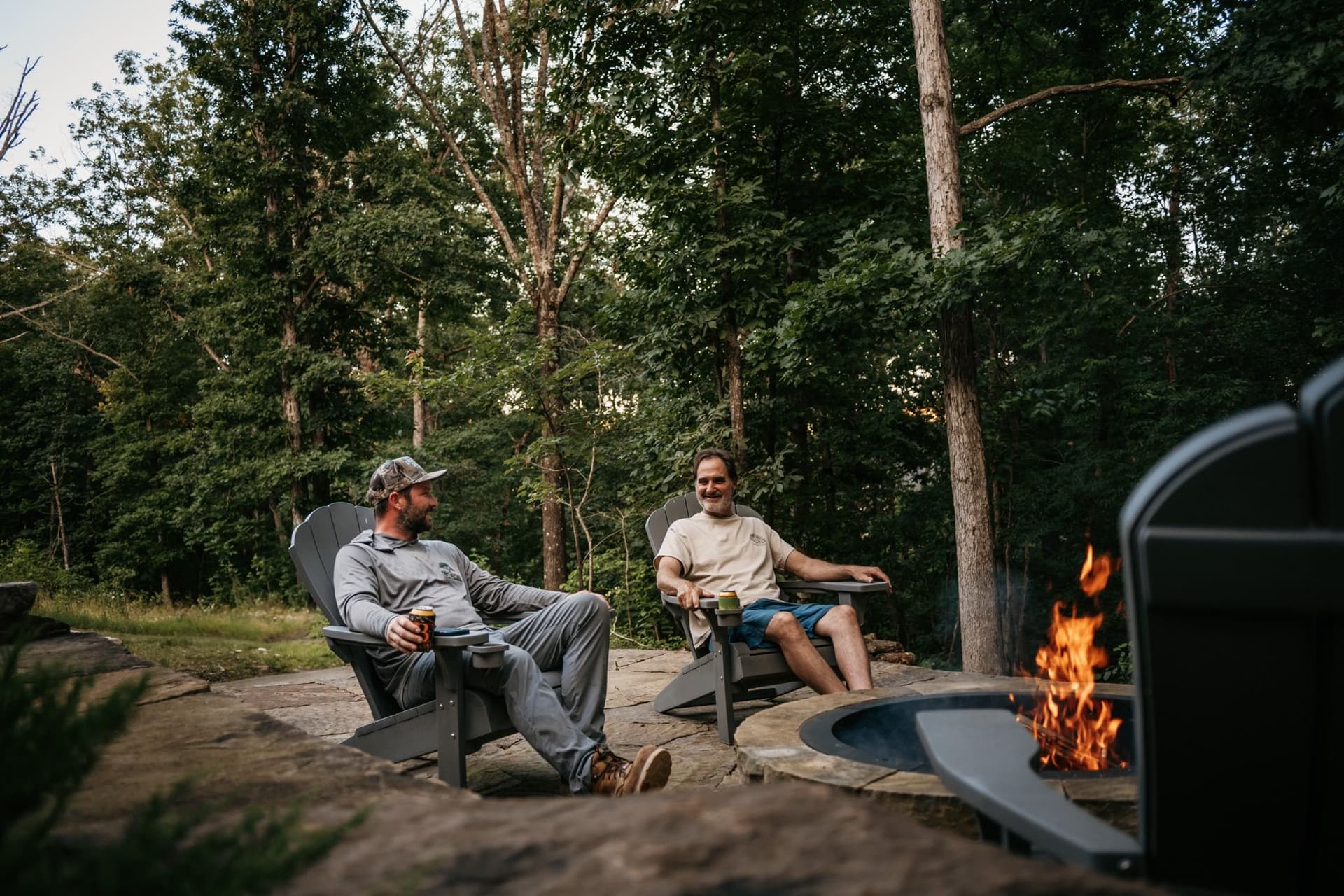 Chill Out in Style on Our Stone Patio with Fire Pit