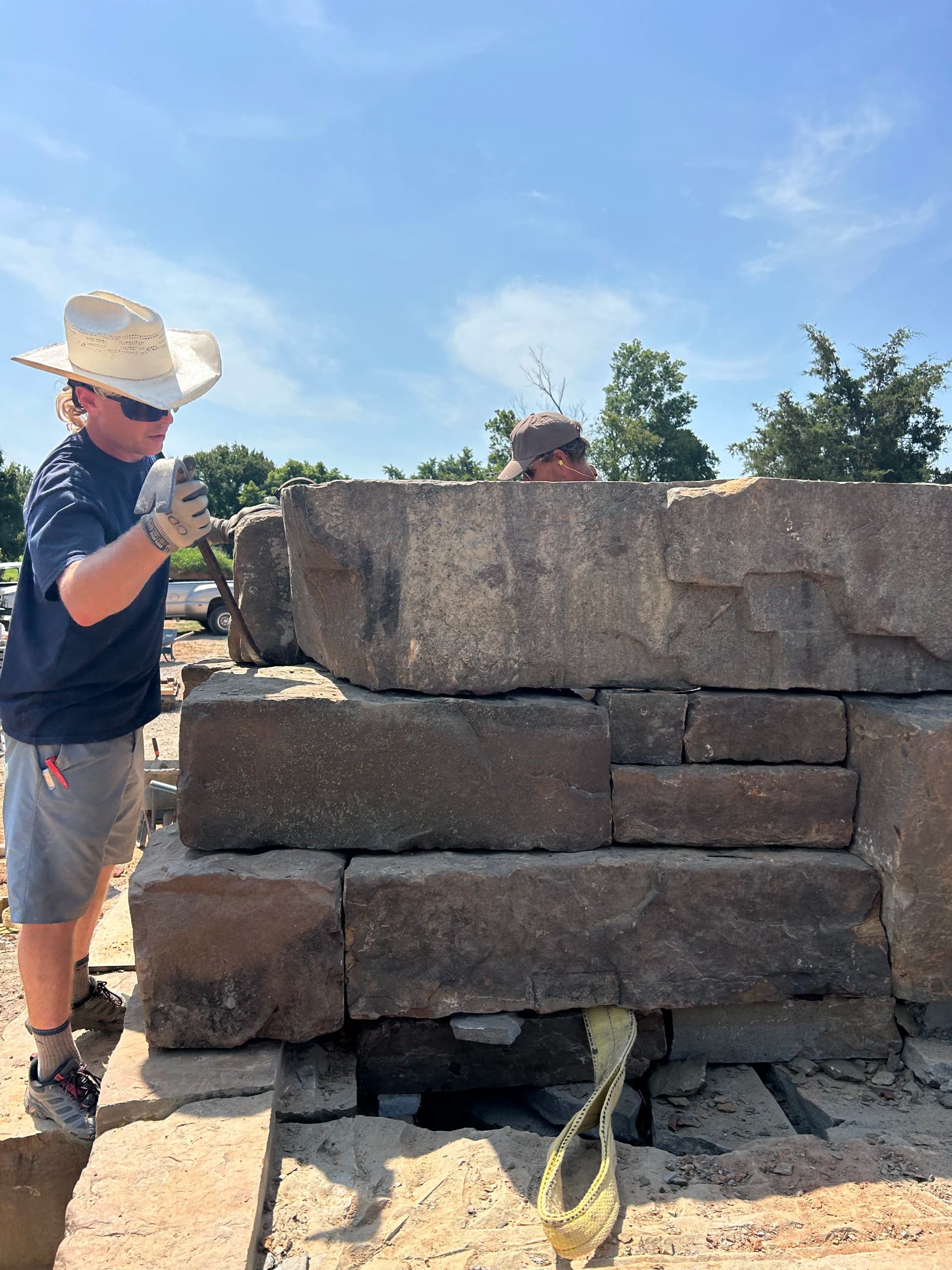 Gallery photos for Massive Arkansas Native Sandstone Outdoor Fireplace Build: Image #1