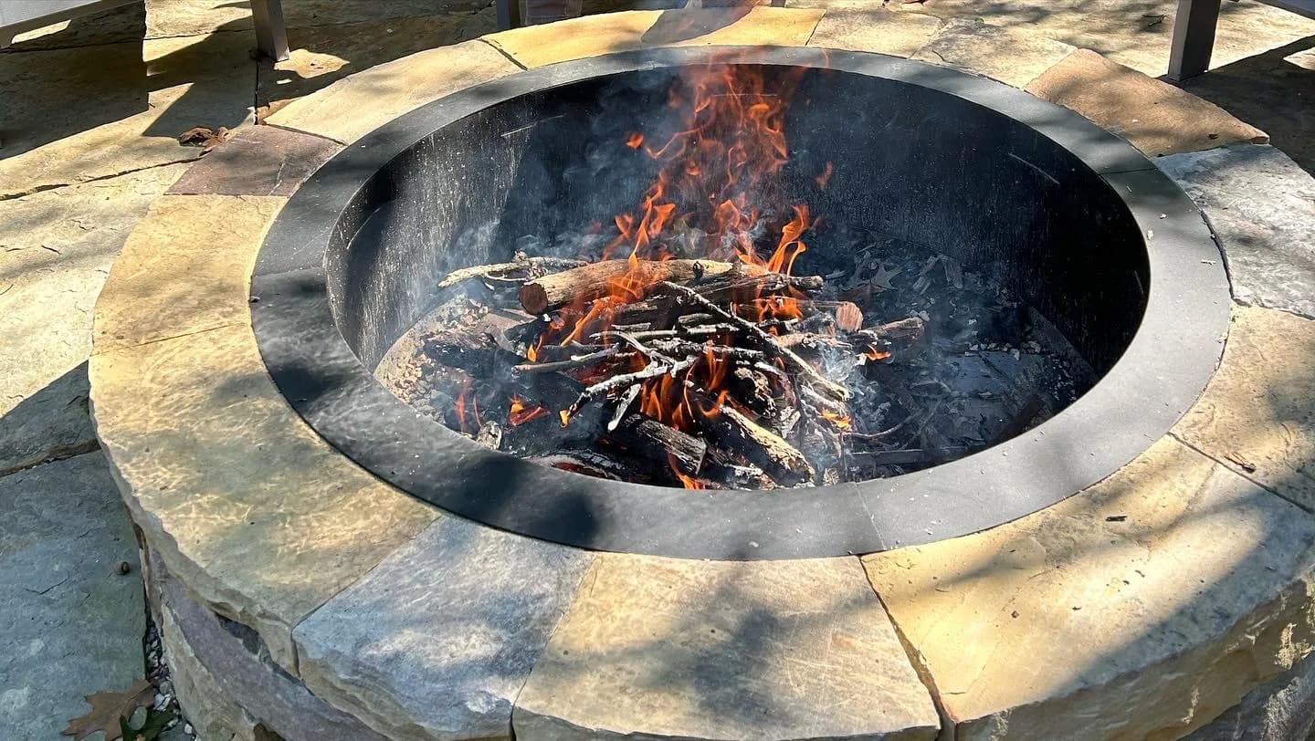 Gallery photos for Stone Fire Pit and Flagstone Patio Built for Fall Evenings: Image #1