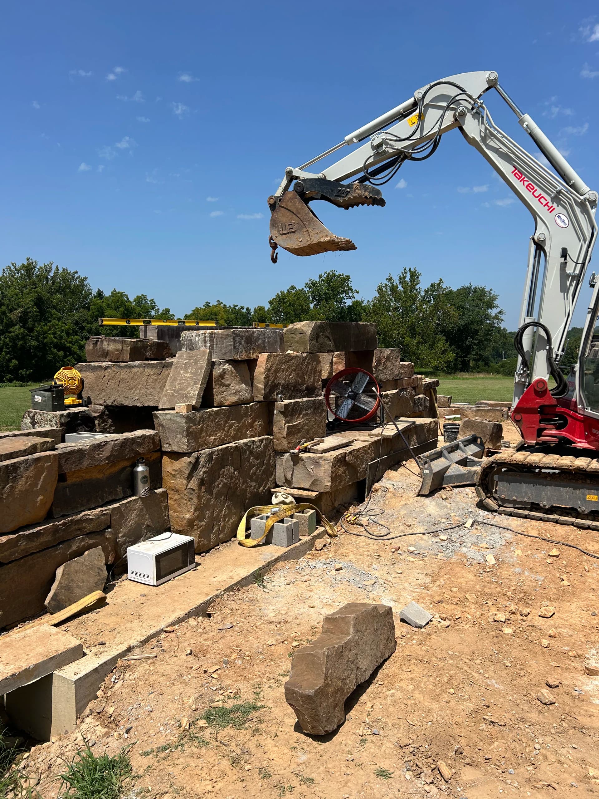 Gallery photos for Massive Arkansas Native Sandstone Outdoor Fireplace Build: Image #2