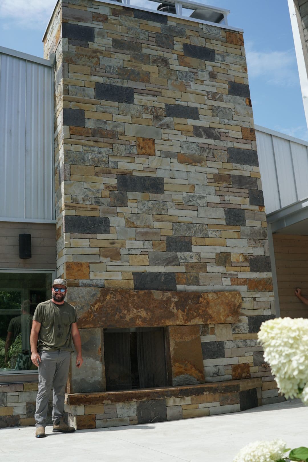 Gallery photos for Sandstone Veneer Retaining Walls and Outdoor Fireplace in Bentonville: Image #3